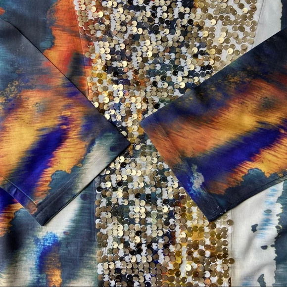 Cartise Cut Out Shoulder Tie Dye Sequins Stretchy Tunic - Picture 6 of 15